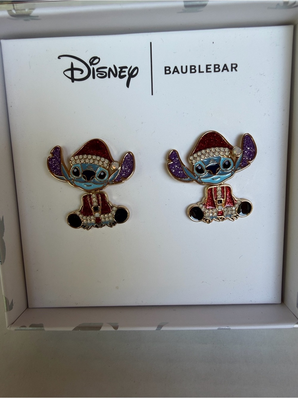 BaubleBar Disney Stitch Holiday Stud Earrings - Red, Purple, Blue, Black NIB